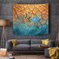 Egyptian Tefnut Fiery Eye Tapestry with Roaring Lion in Desert and Water Element