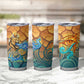 Egyptian Tefnut Fiery Eye Tumbler Cup with Roaring Lion in Desert and Water Element