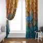 Egyptian Tefnut Fiery Eye Window Curtain with Roaring Lion in Desert and Water Element