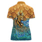 Egyptian Tefnut Fiery Eye Women Polo Shirt with Roaring Lion in Desert and Water Element