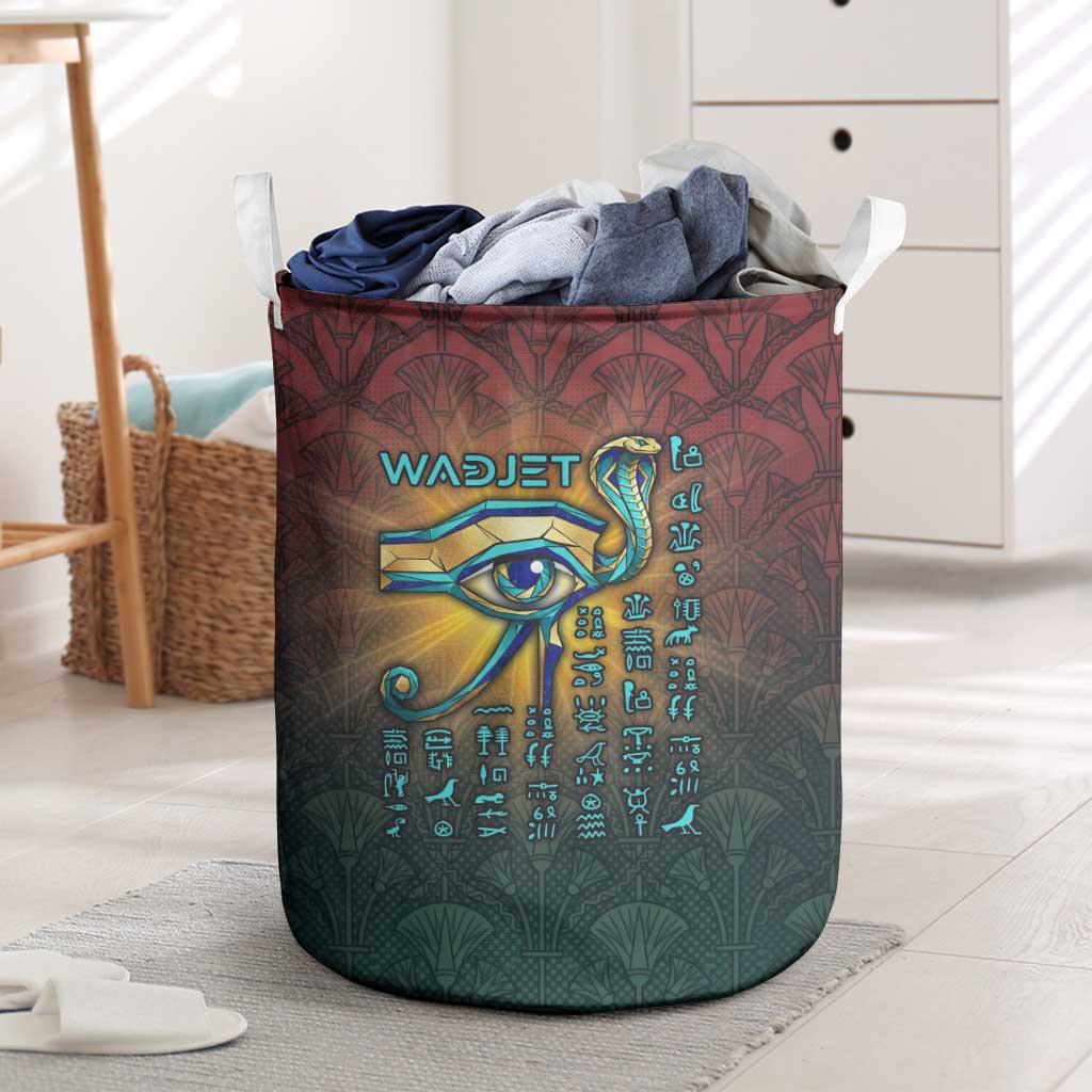 Egyptian Wadjet Winged Cobra Laundry Basket with Eye of Horus in Fiery ...