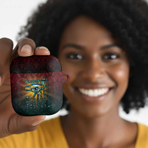 Egyptian Wadjet Winged Cobra AirPods Case with Eye of Horus in Fiery Royal Protector Theme