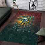 Egyptian Wadjet Winged Cobra Area Rug with Eye of Horus in Fiery Royal Protector Theme