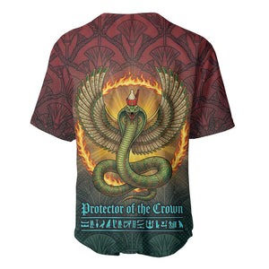 Egyptian Wadjet Winged Cobra Baseball Jersey with Eye of Horus in Fiery Royal Protector Theme