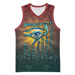 Egyptian Wadjet Winged Cobra Basketball Jersey with Eye of Horus in Fiery Royal Protector Theme