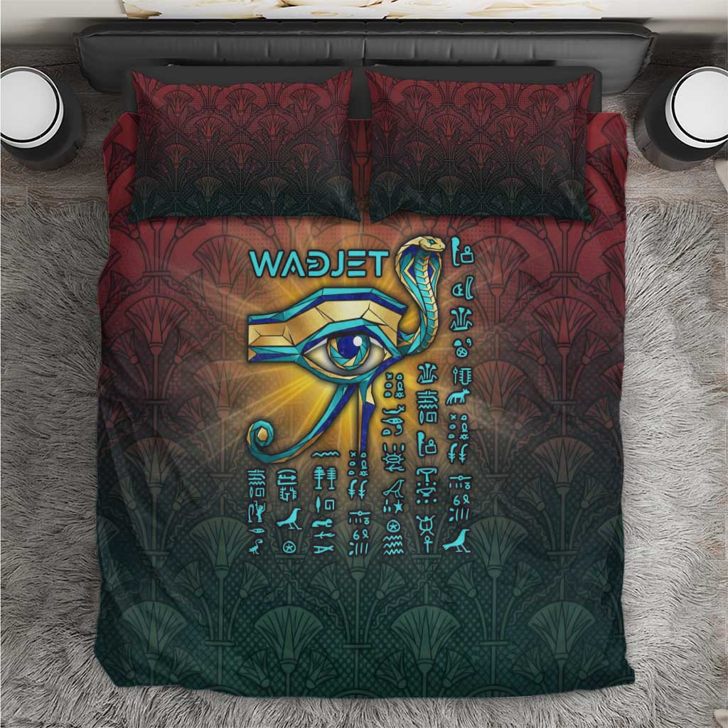 Egyptian Wadjet Winged Cobra Bedding Set with Eye of Horus in Fiery Royal Protector Theme