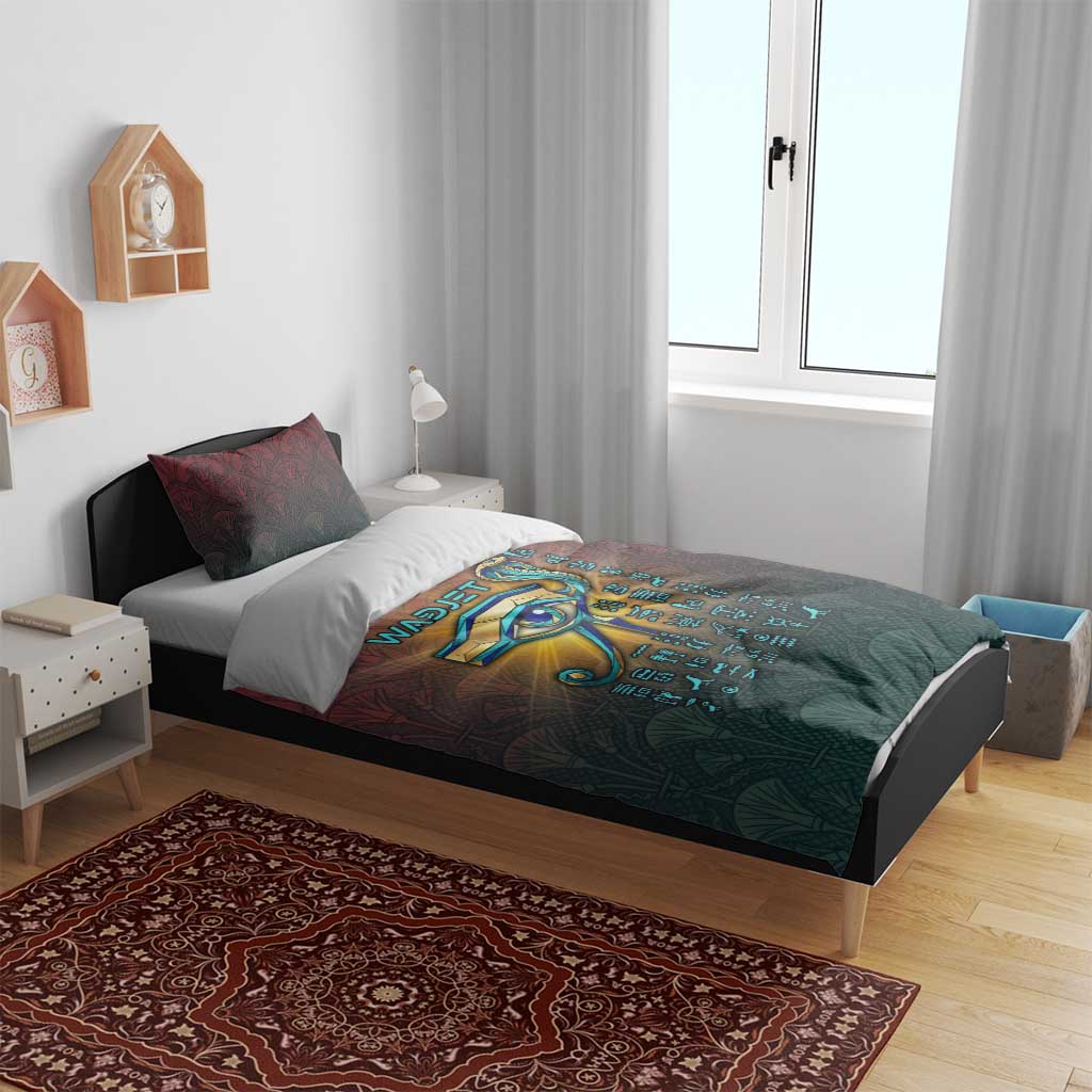 Egyptian Wadjet Winged Cobra Bedding Set with Eye of Horus in Fiery Royal Protector Theme