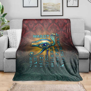 Egyptian Wadjet Winged Cobra Blanket with Eye of Horus in Fiery Royal Protector Theme