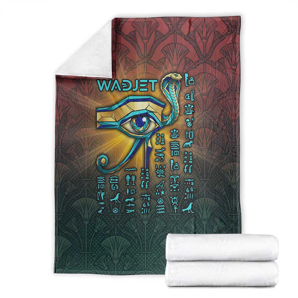 Egyptian Wadjet Winged Cobra Blanket with Eye of Horus in Fiery Royal Protector Theme