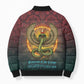 Egyptian Wadjet Winged Cobra Bomber Puffer Jacket with Eye of Horus in Fiery Royal Protector Theme