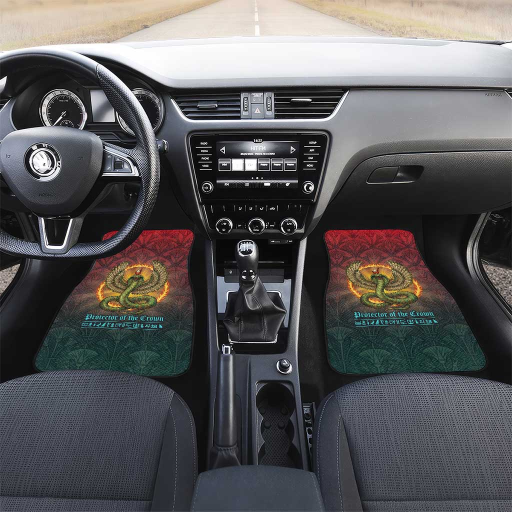 Egyptian Wadjet Winged Cobra Car Mats with Eye of Horus in Fiery Royal Protector Theme