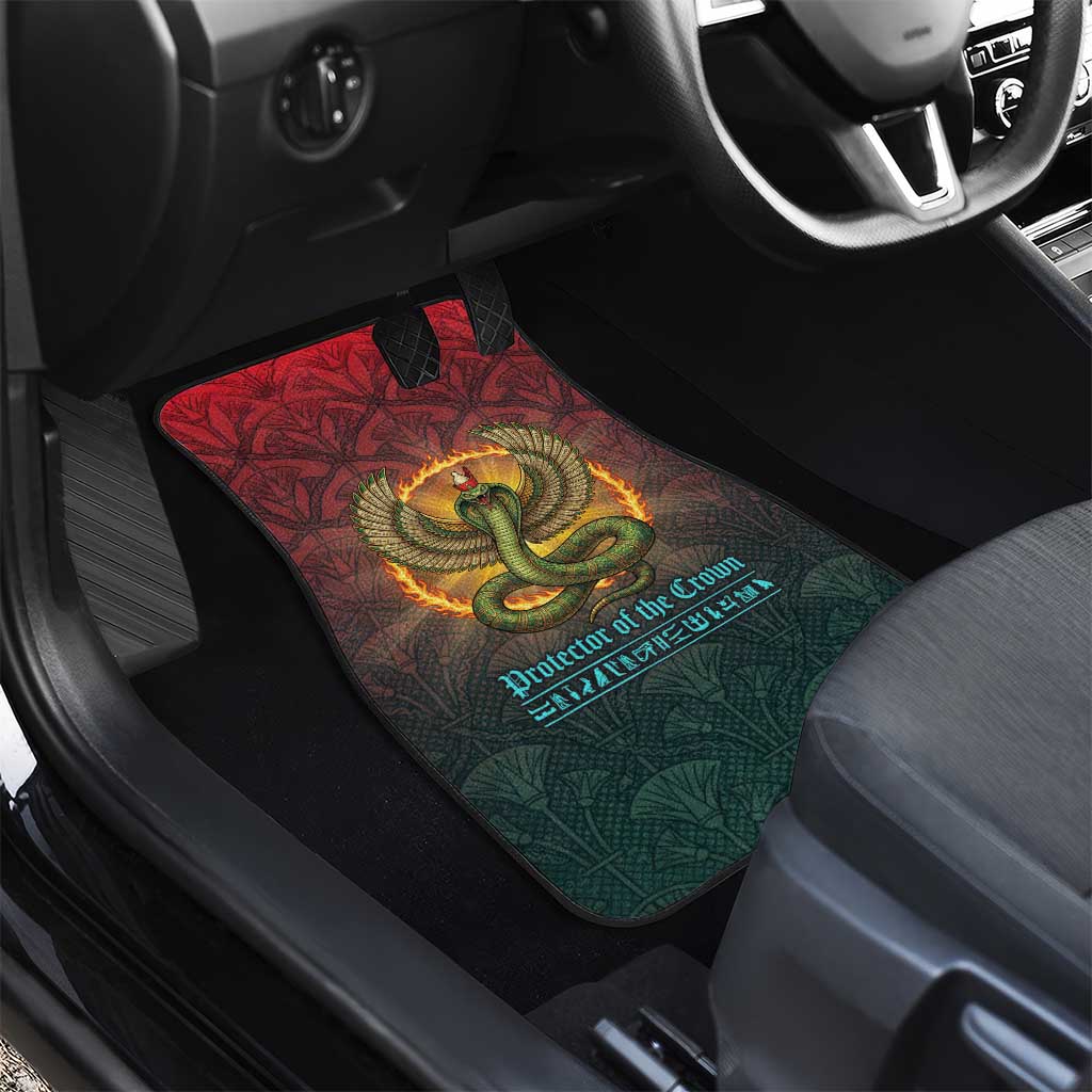 Egyptian Wadjet Winged Cobra Car Mats with Eye of Horus in Fiery Royal Protector Theme