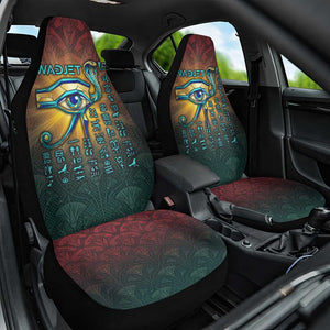 Egyptian Wadjet Winged Cobra Car Seat Cover with Eye of Horus in Fiery Royal Protector Theme
