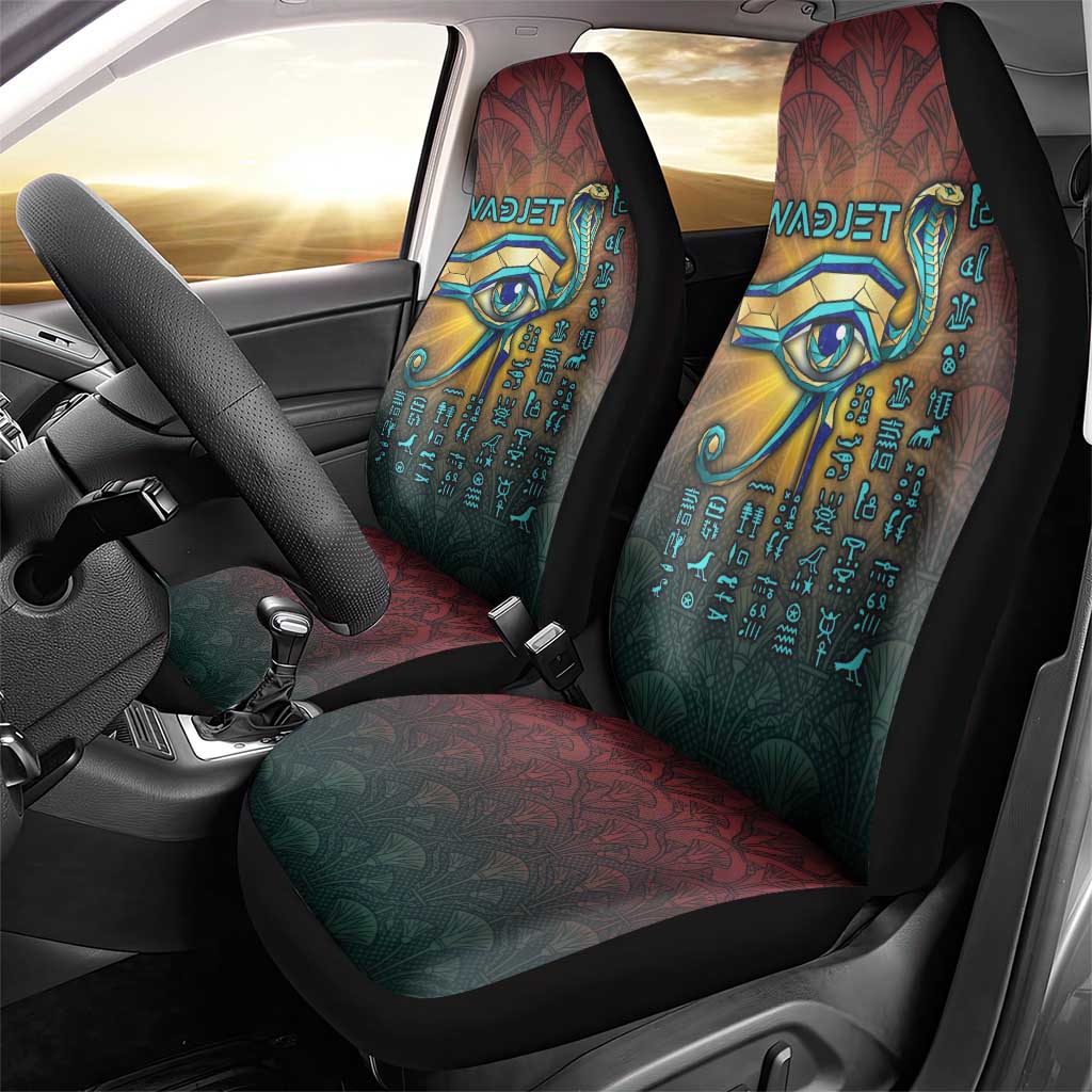 Egyptian Wadjet Winged Cobra Car Seat Cover with Eye of Horus in Fiery Royal Protector Theme