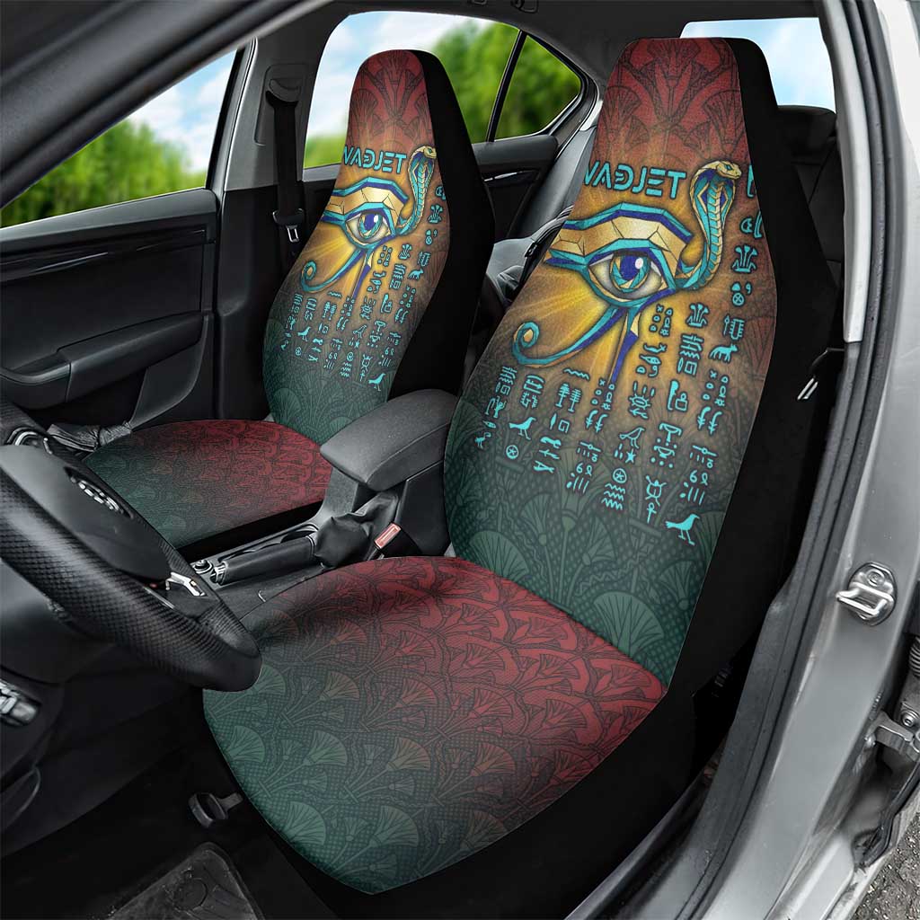 Egyptian Wadjet Winged Cobra Car Seat Cover with Eye of Horus in Fiery Royal Protector Theme