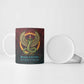 Egyptian Wadjet Winged Cobra Ceramic Mug with Eye of Horus in Fiery Royal Protector Theme
