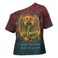 Egyptian Wadjet Winged Cobra Cross Shoulder Shirt with Eye of Horus in Fiery Royal Protector Theme