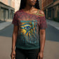 Egyptian Wadjet Winged Cobra Cross Shoulder Shirt with Eye of Horus in Fiery Royal Protector Theme