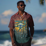 Egyptian Wadjet Winged Cobra Hawaiian Shirt with Eye of Horus in Fiery Royal Protector Theme