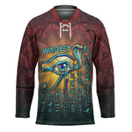 Egyptian Wadjet Winged Cobra Hockey Jersey with Eye of Horus in Fiery Royal Protector Theme