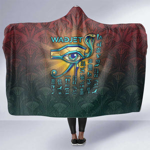 Egyptian Wadjet Winged Cobra Hooded Blanket with Eye of Horus in Fiery Royal Protector Theme