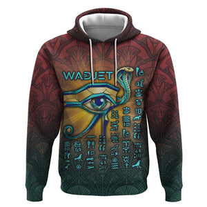 Egyptian Wadjet Winged Cobra Hoodie with Eye of Horus in Fiery Royal Protector Theme
