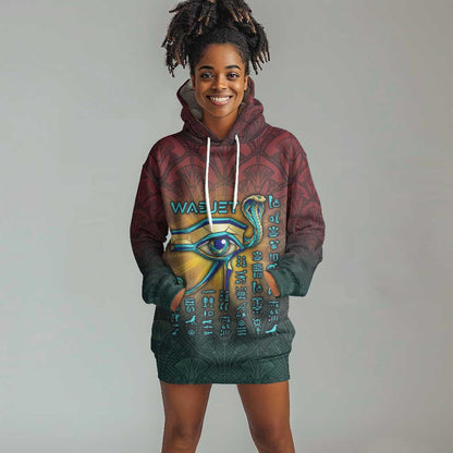 Egyptian Wadjet Winged Cobra Hoodie Dress with Eye of Horus in Fiery Royal Protector Theme