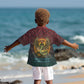 Egyptian Wadjet Winged Cobra Kid Hawaiian Shirt with Eye of Horus in Fiery Royal Protector Theme