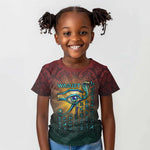 Egyptian Wadjet Winged Cobra Kid T shirt with Eye of Horus in Fiery Royal Protector Theme