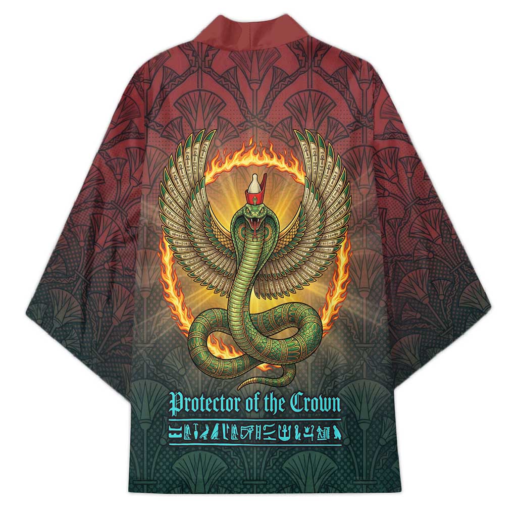 Egyptian Wadjet Winged Cobra Kimono with Eye of Horus in Fiery Royal Protector Theme