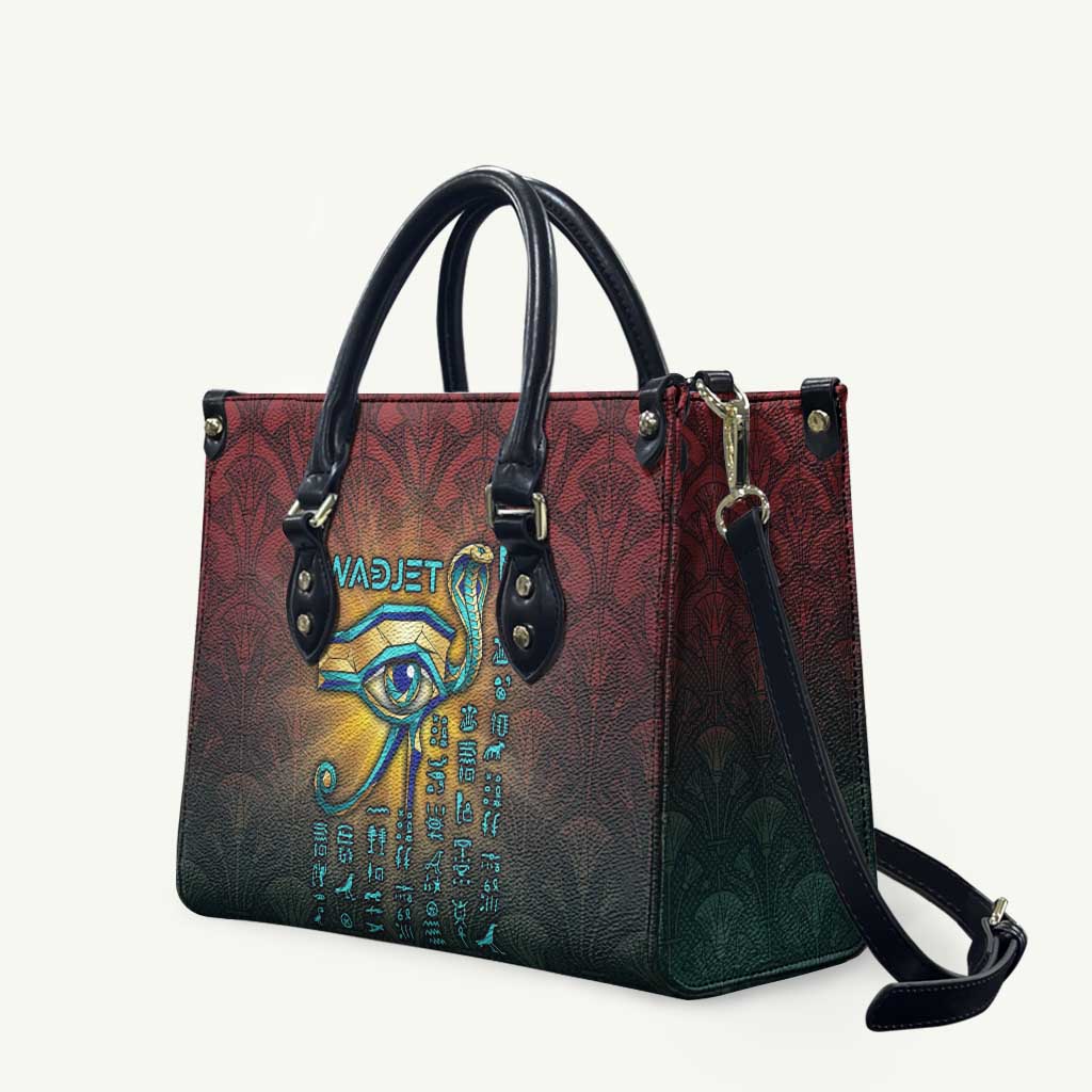 Egyptian Wadjet Winged Cobra Leather Bag with Eye of Horus in Fiery Royal Protector Theme