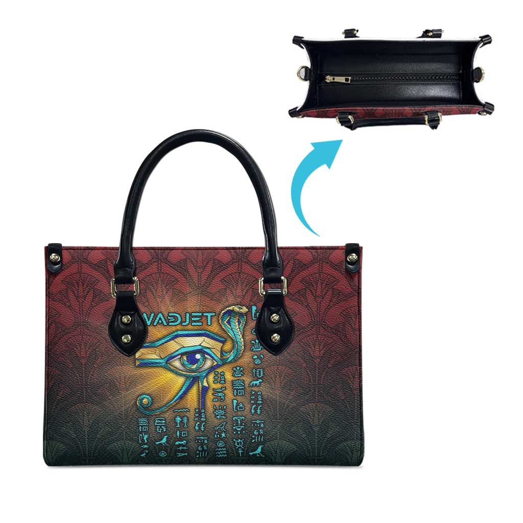 Egyptian Wadjet Winged Cobra Leather Bag with Eye of Horus in Fiery Royal Protector Theme