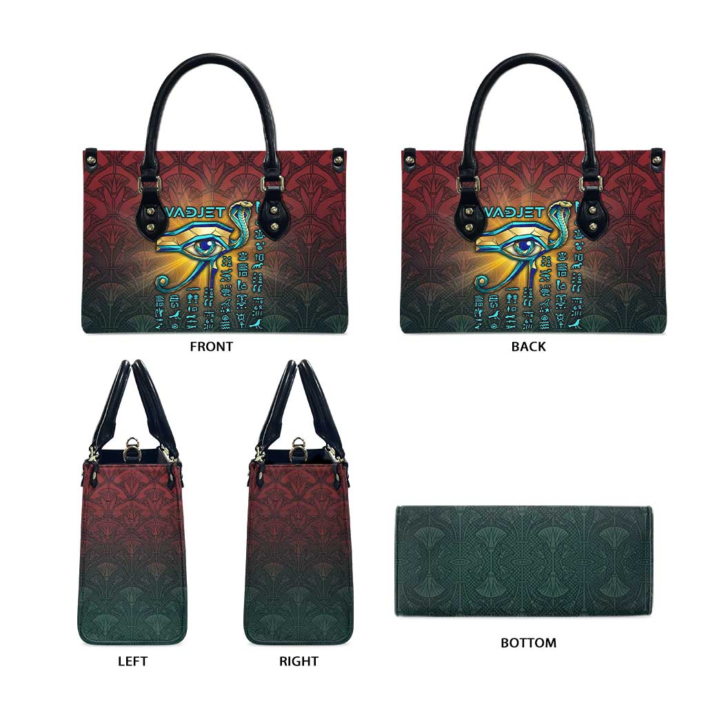 Egyptian Wadjet Winged Cobra Leather Bag with Eye of Horus in Fiery Royal Protector Theme