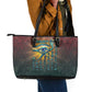 Egyptian Wadjet Winged Cobra Leather Tote Bag with Eye of Horus in Fiery Royal Protector Theme