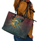 Egyptian Wadjet Winged Cobra Leather Tote Bag with Eye of Horus in Fiery Royal Protector Theme