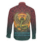 Egyptian Wadjet Winged Cobra Long Sleeve Button Shirt with Eye of Horus in Fiery Royal Protector Theme
