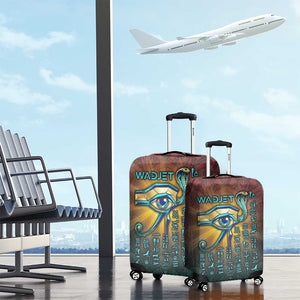 Egyptian Wadjet Winged Cobra Luggage Cover with Eye of Horus in Fiery Royal Protector Theme