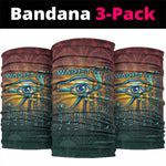 Egyptian Wadjet Winged Cobra Neck Gaiter with Eye of Horus in Fiery Royal Protector Theme