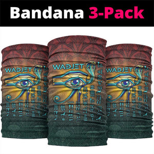 Egyptian Wadjet Winged Cobra Neck Gaiter with Eye of Horus in Fiery Royal Protector Theme