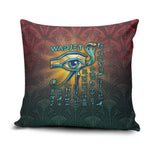 Egyptian Wadjet Winged Cobra Pillow Cover with Eye of Horus in Fiery Royal Protector Theme