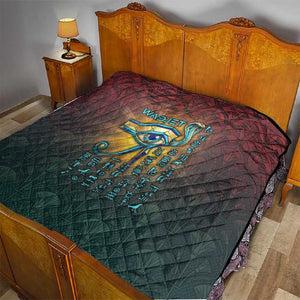 Egyptian Wadjet Winged Cobra Quilt with Eye of Horus in Fiery Royal Protector Theme