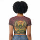 Egyptian Wadjet Winged Cobra Raglan Cropped T shirt with Eye of Horus in Fiery Royal Protector Theme