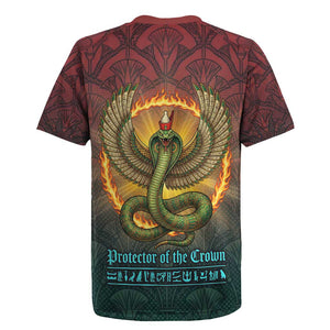 Egyptian Wadjet Winged Cobra Rugby Jersey with Eye of Horus in Fiery Royal Protector Theme