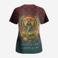 Egyptian Wadjet Winged Cobra Scrub Top with Eye of Horus in Fiery Royal Protector Theme