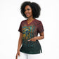 Egyptian Wadjet Winged Cobra Scrub Top with Eye of Horus in Fiery Royal Protector Theme