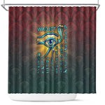 Egyptian Wadjet Winged Cobra Shower Curtain with Eye of Horus in Fiery Royal Protector Theme