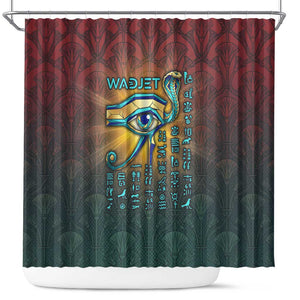 Egyptian Wadjet Winged Cobra Shower Curtain with Eye of Horus in Fiery Royal Protector Theme