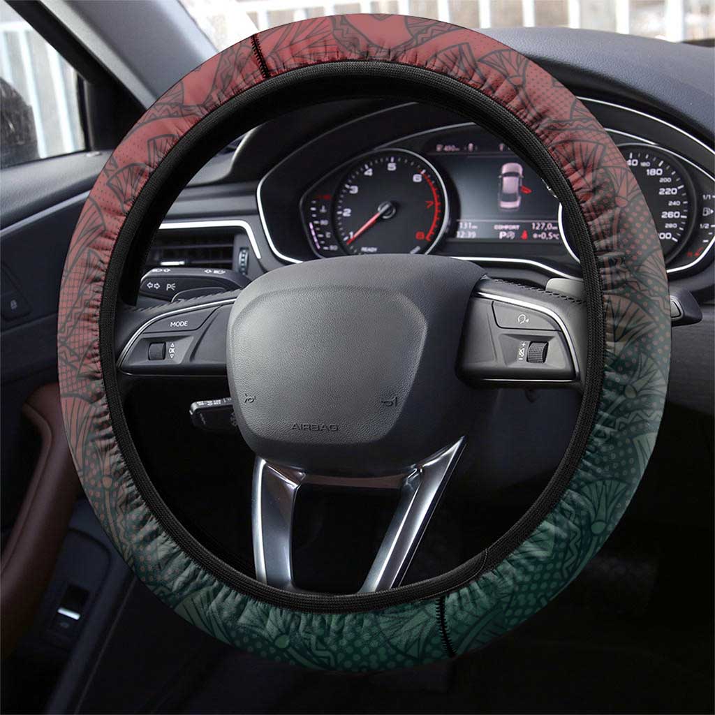 Egyptian Wadjet Winged Cobra Steering Wheel Cover with Eye of Horus in Fiery Royal Protector Theme