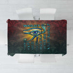 Egyptian Wadjet Winged Cobra Tablecloth with Eye of Horus in Fiery Royal Protector Theme