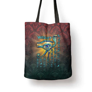 Egyptian Wadjet Winged Cobra Tote Bag with Eye of Horus in Fiery Royal Protector Theme